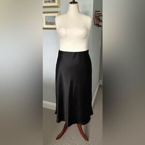 Renee C. Black Satin Bias Midi Skirt -2X